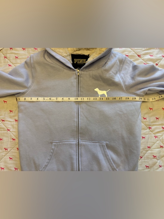 VS PINK VINTAGE Y2K FUR LINED ZIP HOODIE SWEATSHIRT PURPLE 86 BLING LOGO RARE S - Picture 11 of 11